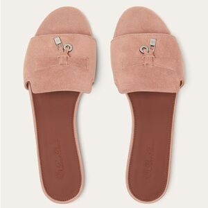 NWT Loro Piana Suede Goatskin Summer Charms Sandal, Size 39